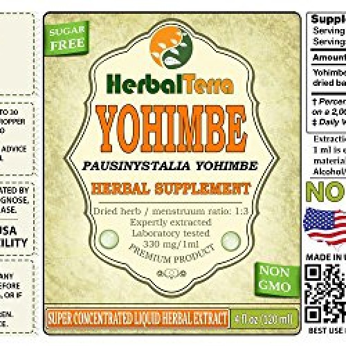 Yohimbe Pausinystalia Yohimbe Tincture, Dried Bark Liquid Extra...