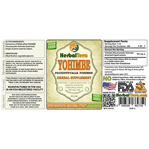 Yohimbe Pausinystalia Yohimbe Tincture, Dried Bark Liquid Extra...