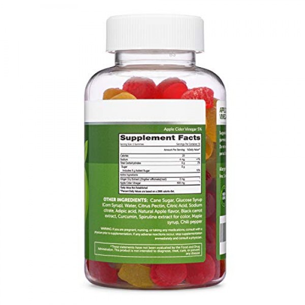 Apple Cider Vinegar Gummies with Mother 100 Gummies, Extra Large...