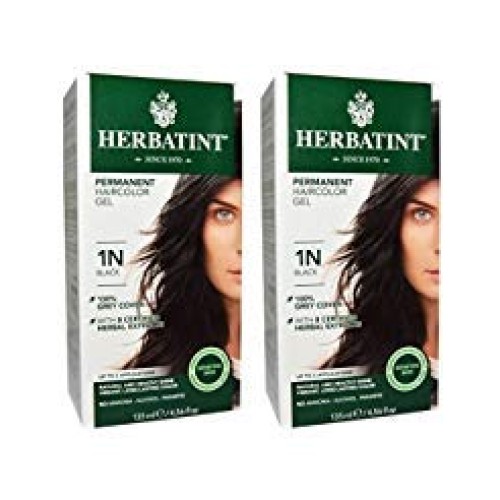 Herbatint 1N Black Permanent Haircolor Pack of 2 Alcohol and Am...