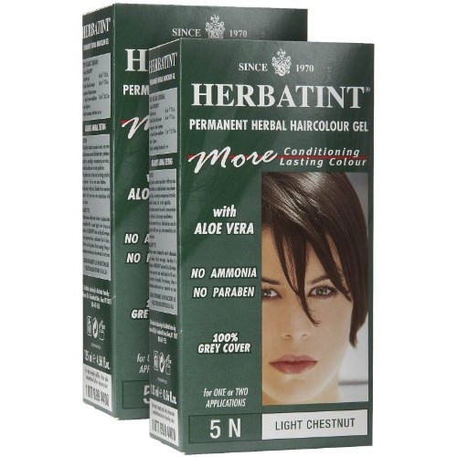 Herbatint Permanent Herbal Hair Color Gel, Light Chestnut, 5N, 2 pk