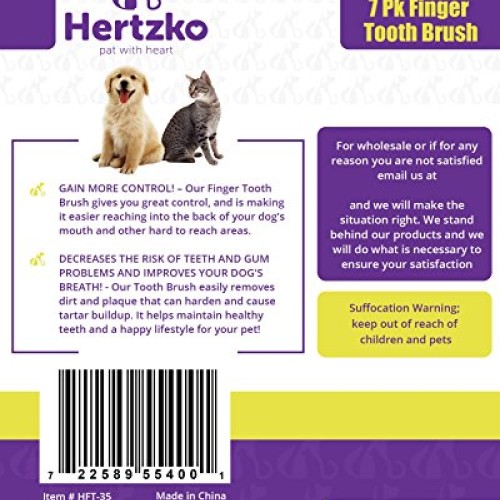 Dogs and Cat Finger Tooth Brush by Hertzko – Pk Includes 7 Finger...