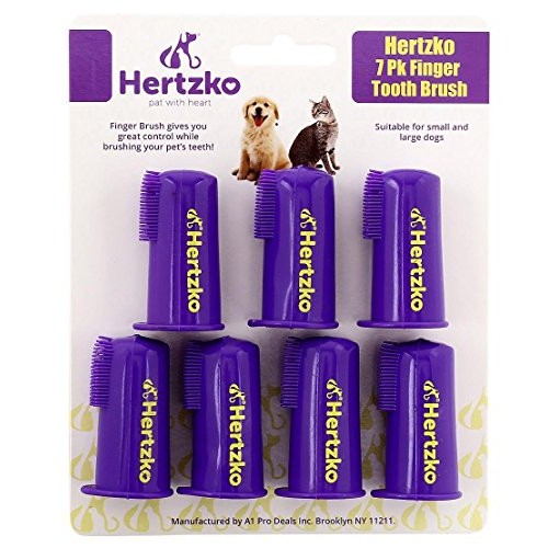 Dogs and Cat Finger Tooth Brush by Hertzko – Pk Includes 7 Finger...