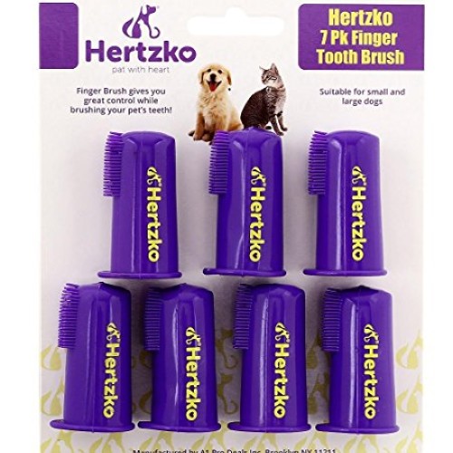 Dogs and Cat Finger Tooth Brush by Hertzko – Pk Includes 7 Finger...