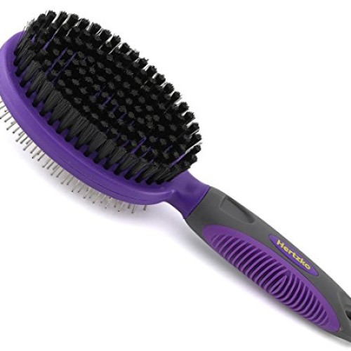 Double Sided Pins and Bristle Brush by Hertzko - For Dogs and Cat...