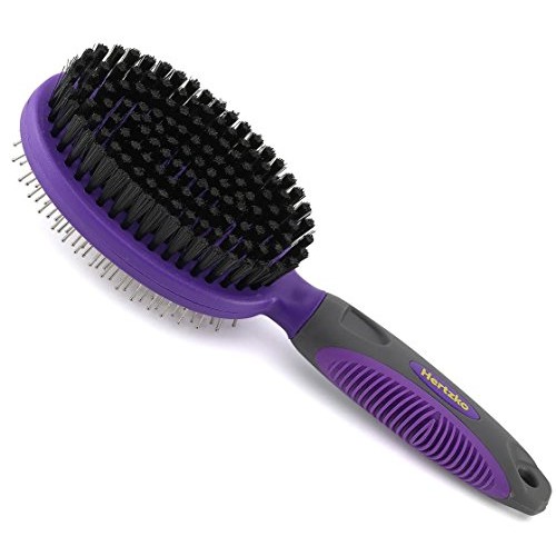 Double Sided Pins and Bristle Brush by Hertzko - For Dogs and Cat...
