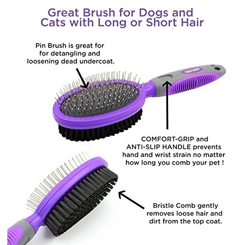 Double Sided Pins and Bristle Brush by Hertzko - For Dogs and Cat...