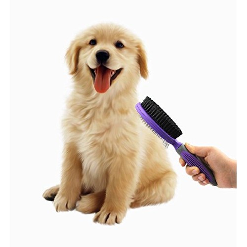 Double Sided Pins and Bristle Brush by Hertzko - For Dogs and Cat...