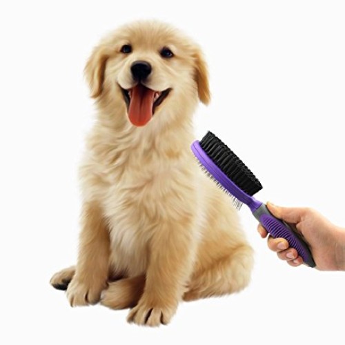 Double Sided Pins and Bristle Brush by Hertzko - For Dogs and Cat...