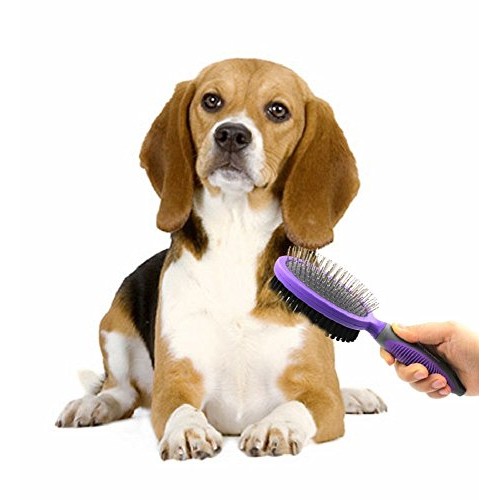 Double Sided Pins and Bristle Brush by Hertzko - For Dogs and Cat...
