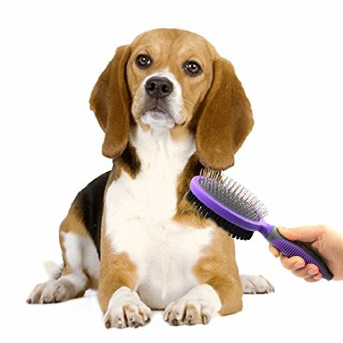 Double Sided Pins and Bristle Brush by Hertzko - For Dogs and Cat...