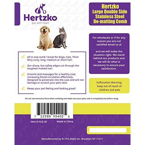 Double Sided Pins and Bristle Brush by Hertzko - For Dogs and Cat...