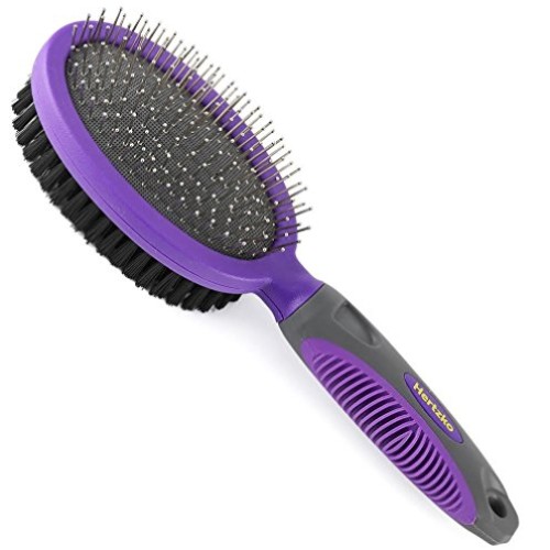 Double Sided Pins and Bristle Brush by Hertzko - For Dogs and Cat...