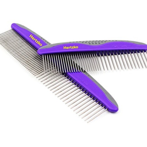 HERTZKO 2 Pack Pet Combs Small & Large Comb Included for Both Sma...
