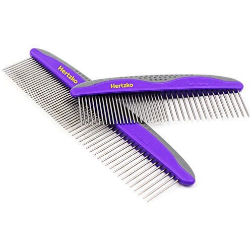 HERTZKO 2 Pack Pet Combs Small & Large Comb Included for Both Sma...