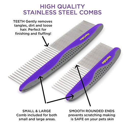 HERTZKO 2 Pack Pet Combs Small & Large Comb Included for Both Sma...
