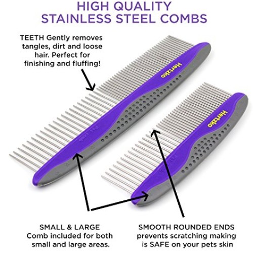 HERTZKO 2 Pack Pet Combs Small & Large Comb Included for Both Sma...