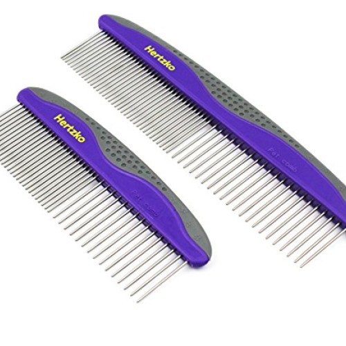 HERTZKO 2 Pack Pet Combs Small & Large Comb Included for Both Sma...