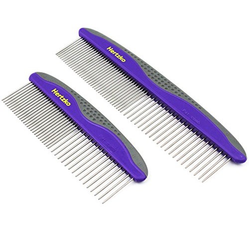 HERTZKO 2 Pack Pet Combs Small & Large Comb Included for Both Sma...