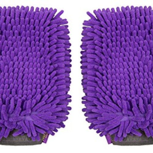 HERTZKO 2 Pack Pet Towel Glove Ultra Absorbent Chenille Coral Fle...