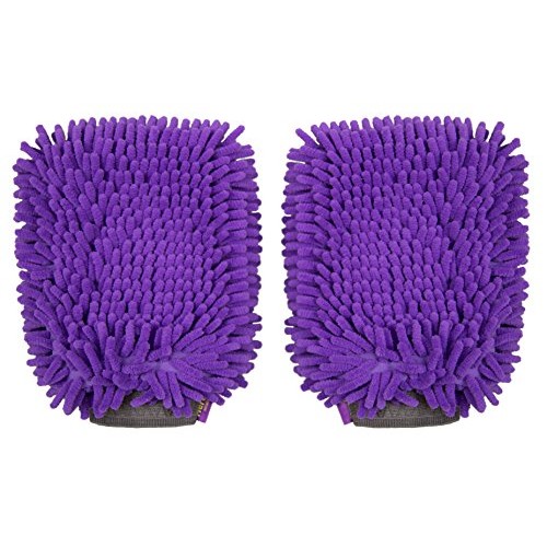HERTZKO 2 Pack Pet Towel Glove Ultra Absorbent Chenille Coral Fle...