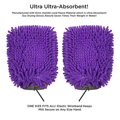 HERTZKO 2 Pack Pet Towel Glove Ultra Absorbent Chenille Coral Fle...