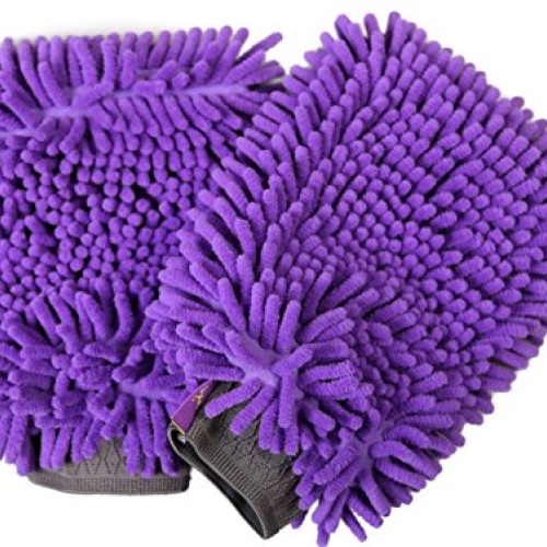 HERTZKO 2 Pack Pet Towel Glove Ultra Absorbent Chenille Coral Fle...