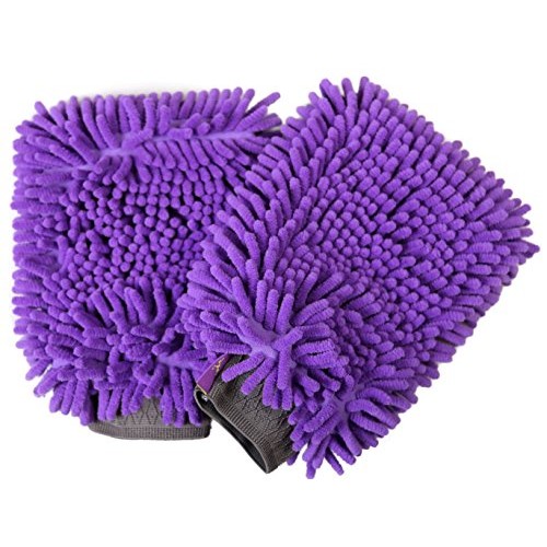 HERTZKO 2 Pack Pet Towel Glove Ultra Absorbent Chenille Coral Fle...