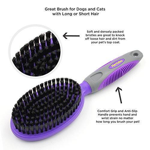 HERTZKO Bristle Brush for Dogs and Cats with Long or Short Hair -...