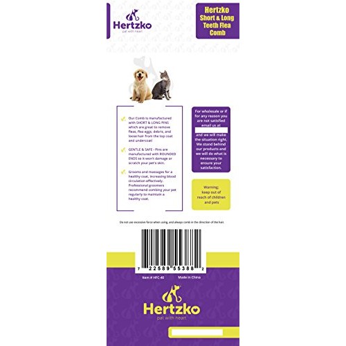HERTZKO Long and Short Teeth Comb Grooms Your Pet’s Top Coat and ...
