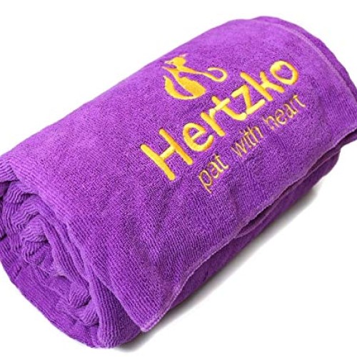HERTZKO Microfiber Pet Bath Towel, Ultra-Absorbent & Machine Wash...