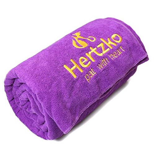HERTZKO Microfiber Pet Bath Towel, Ultra-Absorbent & Machine Wash...