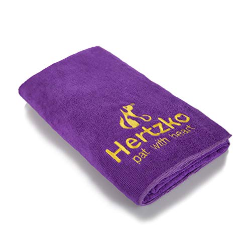 HERTZKO Microfiber Pet Bath Towel, Ultra-Absorbent & Machine Wash...