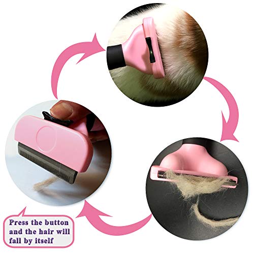 Hesiry Pet Dogs & Cats Grooming Brush for De-Shedding with Self C...