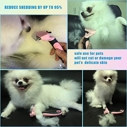 Hesiry Pet Dogs & Cats Grooming Brush for De-Shedding with Self C...
