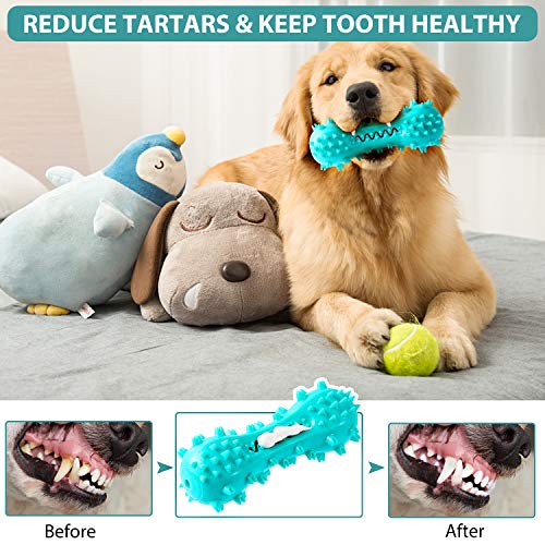 HESLAND Dog Chew Toothbrush Toys, Squeaky Teeth Cleaning Toy for ...