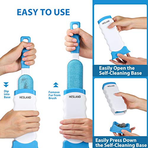 HESLAND Pet Hair Remover, Dog Cat Hair Remover with Self-Cleaning...