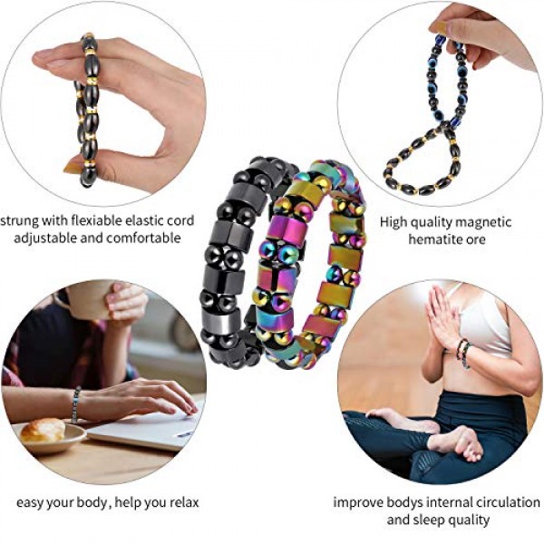 10 Pieces Magnetic Therapy Bracelet Energy Healing Bracelet Relie...