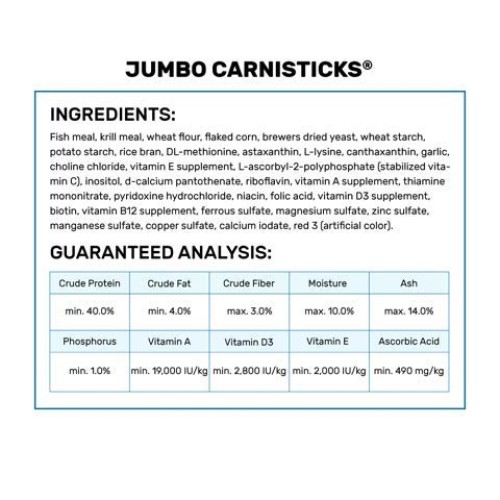 Hikari Tropical Jumbo Carnisticks Fish Food, 6.37 oz 182g