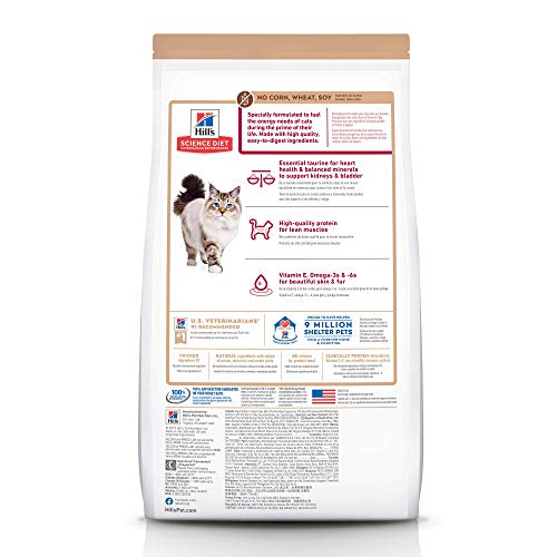 Hills Science Diet Adult No Corn, Wheat or Soy Dry Cat Food, Chi...