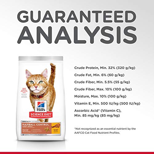 Hills Science Diet Dry Cat Food, Adult, Hairball Control, Light ...