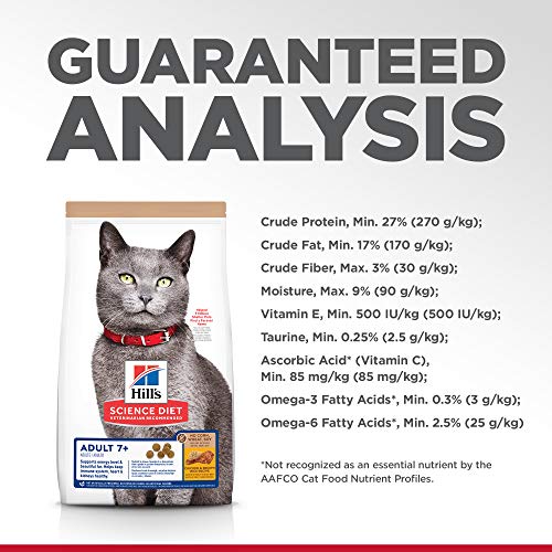 Hills Science Diet Senior 7+ No Corn, Wheat or Soy Dry Cat Food,...