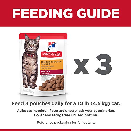 Hills Science Diet Wet Cat Food Pouches, Adult, 2.8 oz Pouch, 24...