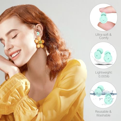 Ear Plugs for Sleeping,Noise Cancelling Silicone Earplugs Resuabl...