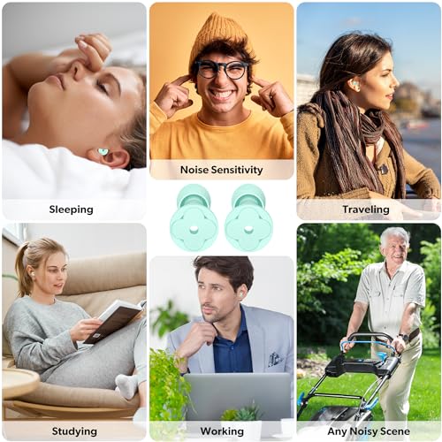Ear Plugs for Sleeping,Noise Cancelling Silicone Earplugs Resuabl...