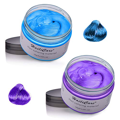 Hair Color Wax, Unisex Disposable Blue and Purple Hair Dye, Hairs...