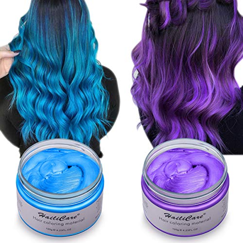 Hair Color Wax, Unisex Disposable Blue and Purple Hair Dye, Hairs...
