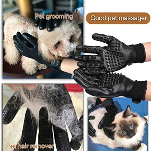 Pet Dog Brush Gloves for Grooming, Hair Removal, Also Good for Ca...