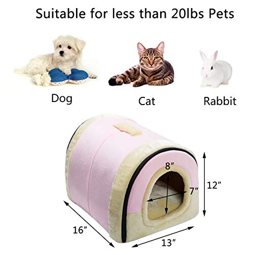 Hollypet Crystal Velvet Self-Warming 2 in 1 Foldable Cave House S...