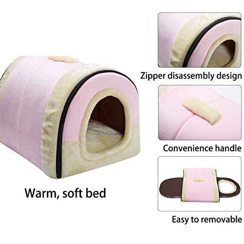 Hollypet Crystal Velvet Self-Warming 2 in 1 Foldable Cave House S...